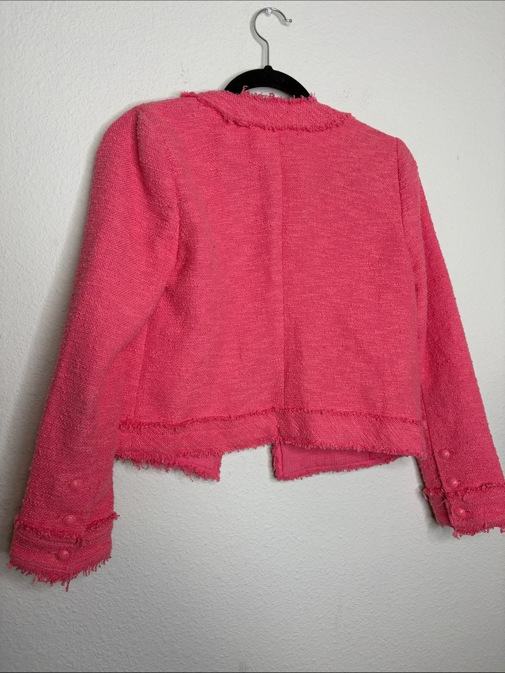 L’AGENCE | Women’s Keaton Tweed Short Blazer in Coral Rose Size 0